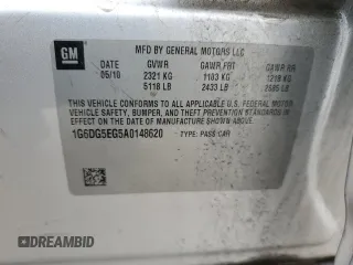 2010 Cadillac CTS Luxury with VIN 1G6DG5EG5A0148620, listed as a Copart auction lot 55700035 with 130,253 mi miles and Salvage title. Bid and sale history available at DreamBid. Image 13.