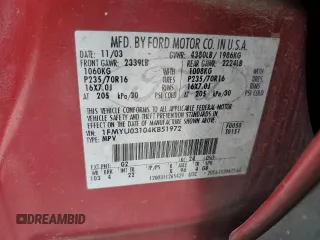 2004 Ford Escape XLT z VIN 1FMYU03104KB51972, wystawiony jako Copart lot #62119665 z przebiegiem 121 785 mil mil oraz Szkoda całkowita • Salvage title. Historia ofert i sprzedaży dostępna na DreamBid. Obrazek 12.