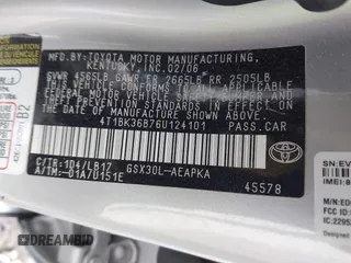 2006 Toyota Avalon XL with VIN 4T1BK36B76U124101, listed as a IAAI auction lot 41859964 with 135,255 mi miles. Bid and sale history available at carsss.com. Image 9.