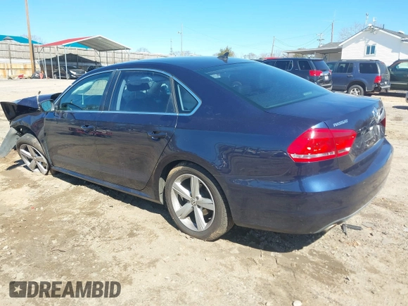 2013 Volkswagen Passat SE w/Sunroof & Nav with VIN 1VWBP7A35DC113692, listed as a IAAI auction lot 41720111 with 143,624 mi miles. Bid and sale history available at carsss.com. Image 3.