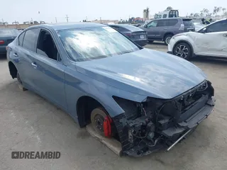 2022 Infiniti Q50 Red Sport 400 with VIN JN1FV7DP3NM370129, listed as a IAAI auction lot 42117906 with 58,607 mi miles and . Bid and sale history available at DreamBid. Image 1.