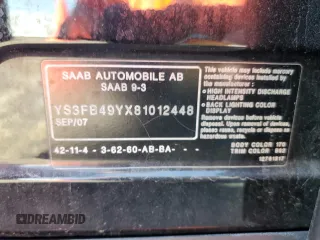 2008 Saab 9-3 z VIN YS3FB49YX81012448, wystawiony jako Copart lot #70314224 z przebiegiem 116 488 mil mil oraz Czysty tytuł • Clean title. Historia ofert i sprzedaży dostępna na DreamBid. Obrazek 12.