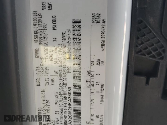 2017 Ford Transit XL with VIN 1FBAX2CM2HKA36089, listed as a Copart auction lot 51107305 with 152,610 mi miles and Clean title. Bid and sale history available at DreamBid. Image 13.