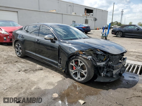 2020 Kia Stinger GT1 with VIN KNAE45LC8L6081602, listed as a Copart auction lot 52291265 with 32,874 mi miles and Salvage Title. Bid and sale history available at DreamBid. Image 4.