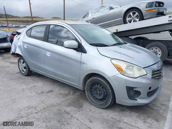 2019 Mitsubishi Mirage G4 ES with VIN ML32F3FJ8KHF06016, listed as a IAAI auction lot 41736310 with 50805 miles. Bid and sale history available at carsss.com. Image 1.