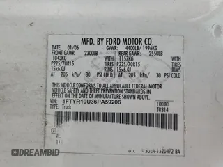 2006 Ford Ranger XL z VIN 1FTYR10U36PA59206, wystawiony jako Copart lot #52925805 z przebiegiem 162 673 mil mil oraz Szkoda całkowita • Salvage title. Historia ofert i sprzedaży dostępna na DreamBid. Obrazek 12.