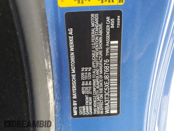 2014 BMW 4 Series 435i с VIN WBA3T3C5XEJ876876, выставлен на аукционе Copart как лот 79290134 с пробегом 70 228 миль миль и Списание • Salvage title. История ставок и продаж доступна на DreamBid. Изображение 13.