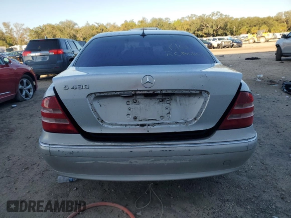 2002 Mercedes-Benz S-Class 4.3L with VIN WDBNG70J02A231267, listed as a Copart auction lot 84684134 with 0 mi miles and Non Repairable. Bid and sale history available at carsss.com. Image 6.