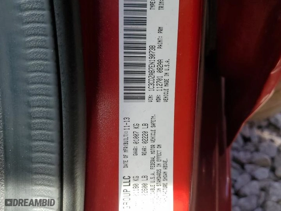 2014 Dodge Avenger SE with VIN 1C3CDZAB7EN190738, listed as a Copart auction lot 52527275 with 95,709 mi miles and Non Repairable. Bid and sale history available at carsss.com. Image 12.