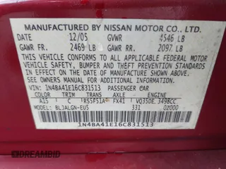 2006 Nissan Maxima 3.5 SL with VIN 1N4BA41E16C831513, listed as a IAAI auction lot 41858526 with 117,761 mi miles. Bid and sale history available at carsss.com. Image 9.