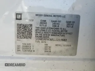 2018 Chevrolet Traverse LS with VIN 1GNERFKW5JJ222682, listed as a Copart auction lot 58275525 with 132,937 mi miles and Salvage title. Bid and sale history available at DreamBid. Image 14.