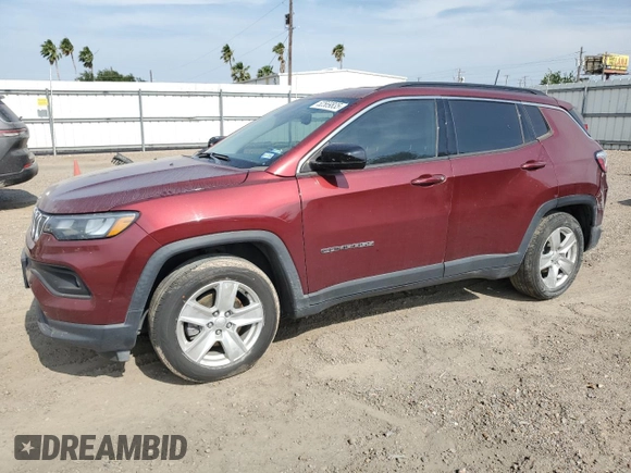 2022 Jeep Compass Latitude with VIN 3C4NJCBB5NT137027, listed as a Copart auction lot 52569835 with 55,619 mi miles and Salvage title. Bid and sale history available at DreamBid. Image 1.
