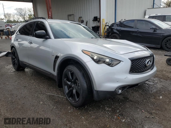 2017 Infiniti QX70 with VIN JN8CS1MU0HM140438, listed as a Copart auction lot 45424975 with 112,925 mi miles and Salvage title. Bid and sale history available at DreamBid. Image 4.