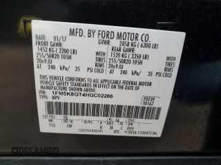 2017 Ford Explorer Sport с VIN 1FM5K8GT4HGC02286, выставлен на аукционе Copart как лот 44364345 с пробегом 137 296 миль миль и Списание • Salvage title. История ставок и продаж доступна на DreamBid. Изображение 13.