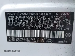 2016 Lexus IS 300/350 z VIN JTHCM1D20G5010428, wystawiony jako IAAI lot #42253079 z przebiegiem 104 880 mil mil oraz . Historia ofert i sprzedaży dostępna na DreamBid. Obrazek 9.