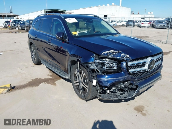 2021 Mercedes-Benz GLS with VIN 4JGFF5KE8MA451123, listed as a IAAI auction lot 41605751 with 23,092 mi miles. Bid and sale history available at carsss.com. Image 1.