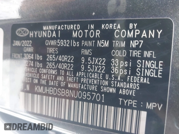 2022 Genesis GV80 с VIN KMUHBDSB8NU095701, выставлен на аукционе IAAI как лот 41204838 с пробегом 29 440 миль миль и . История ставок и продаж доступна на DreamBid. Изображение 9.