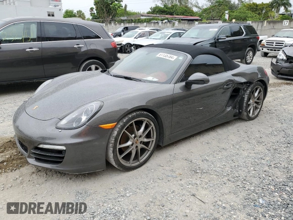 2014 Porsche Boxster с VIN WP0CA2A85EK120088, выставлен на аукционе Copart как лот 61135784 с пробегом 24 667 миль миль и Списание • Salvage title. История ставок и продаж доступна на DreamBid. Изображение 1.