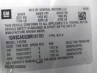 2011 Chevrolet Tahoe LS with VIN 1GNSCAE02BR181767, listed as a IAAI auction lot 42078569 with 212,857 mi miles and . Bid and sale history available at DreamBid. Image 9.