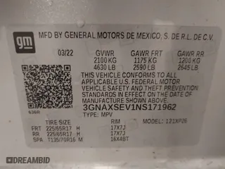 2022 Chevrolet Equinox LS with VIN 3GNAXSEV1NS171962, listed as a IAAI auction lot 40991473 with 69,667 mi miles. Bid and sale history available at carsss.com. Image 9.