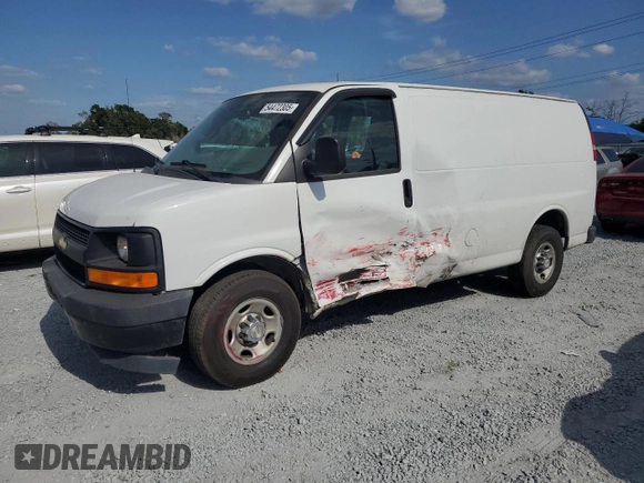 2017 Chevrolet Express Cargo with VIN 1GCWGAFF4H1352771, listed as a Copart auction lot 54472305 with 106,950 mi miles and Salvage title. Bid and sale history available at DreamBid. Image 1.