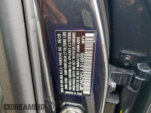 2018 Porsche Macan с VIN WP1AA2A51JLB14899, выставлен на аукционе Copart как лот 55941625 с пробегом 54 936 миль миль и Списание • Salvage title. История ставок и продаж доступна на DreamBid. Изображение 12.