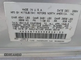 2005 Mitsubishi Galant GTS with VIN 4A3AB76S55E038153, listed as a IAAI auction lot 41995911 with 158,819 mi miles. Bid and sale history available at carsss.com. Image 9.
