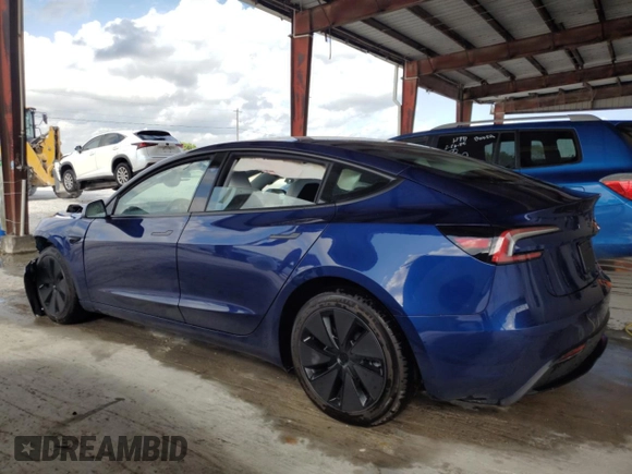 2025 Tesla Model 3 Long Range with VIN 5YJ3E1EA8SF903698, listed as a Copart auction lot 47737195 with 3,513 mi miles and Salvage Title. Bid and sale history available at carsss.com. Image 2.