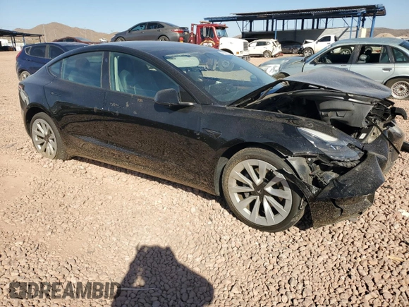 2023 Tesla Model 3 with VIN 5YJ3E1EA4PF459775, listed as a Copart auction lot 47998075 with 37,232 mi miles and Salvage Title. Bid and sale history available at DreamBid. Image 4.
