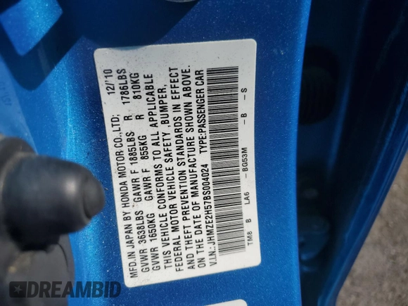 2011 Honda Insight LX z VIN JHMZE2H57BS004024, wystawiony jako Copart lot #54051775 z przebiegiem 161 198 mil mil oraz Szkoda całkowita • Salvage title. Historia ofert i sprzedaży dostępna na DreamBid. Obrazek 13.
