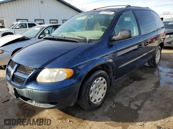 2002 Dodge Caravan with VIN 1B4GP25R42B592214, listed as a Copart auction lot 43773885 with 166,052 mi miles and Salvage title. Bid and sale history available at DreamBid. Image 1.