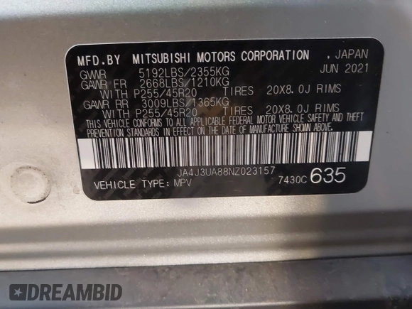 2022 Mitsubishi Outlander SE z VIN JA4J3UA88NZ023157, wystawiony jako IAAI lot #41357953 z przebiegiem 34 081 mil mil oraz . Historia ofert i sprzedaży dostępna na DreamBid. Obrazek 9.