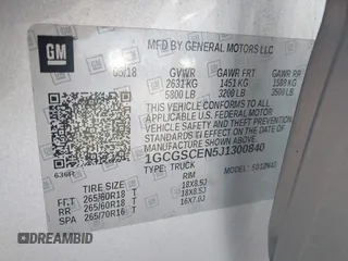 2018 Chevrolet Colorado 2WD LT z VIN 1GCGSCEN5J1300840, wystawiony jako IAAI lot #41997279 z przebiegiem 75 705 mil mil oraz . Historia ofert i sprzedaży dostępna na DreamBid. Obrazek 9.