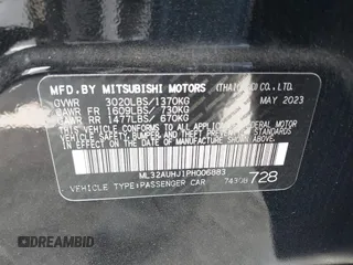 2023 Mitsubishi Mirage ES z VIN ML32AUHJ1PH006883, wystawiony jako IAAI lot #42083470 z przebiegiem 24 993 mil mil oraz . Historia ofert i sprzedaży dostępna na DreamBid. Obrazek 9.
