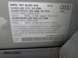 2019 Audi SQ5 Premium Plus with VIN WA1B4AFY4K2060624, listed as a Copart auction lot 47806283 with 30,071 mi miles. Bid and sale history available at carsss.com. Image 13.