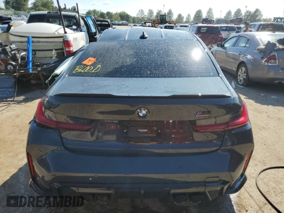 2022 BMW M3 Competition xDrive with VIN WBS43AY04NFL75227, listed as a Copart auction lot 63833574 with Not provided miles and Non repairable. Bid and sale history available at DreamBid. Image 6.