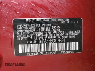 2011 Subaru Impreza 2.5i with VIN JF1GH6A65BG819891, listed as a Copart auction lot 60983705 with 148,084 mi miles and Salvage title. Bid and sale history available at DreamBid. Image 12.