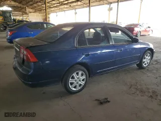 2002 Honda Civic EX with VIN 1HGES26722L043922, listed as a Copart auction lot 44972435 with 489,069 mi miles and Salvage Title. Bid and sale history available at carsss.com. Image 3.
