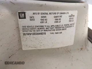 2003 Chevrolet Monte Carlo LS с VIN 2G1WW12E339446315, выставлен на аукционе IAAI как лот 42402968 с пробегом 137 253 миль миль и . История ставок и продаж доступна на DreamBid. Изображение 9.