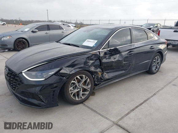 2023 Hyundai Sonata SEL with VIN KMHL64JA9PA329659, listed as a IAAI auction lot 38841225 with 4,772 mi miles and . Bid and sale history available at DreamBid. Image 2.