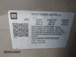 2024 Chevrolet Malibu LS with VIN 1G1ZB5STXRF103242, listed as a IAAI auction lot 41521738 with 21,715 mi miles and . Bid and sale history available at DreamBid. Image 9.
