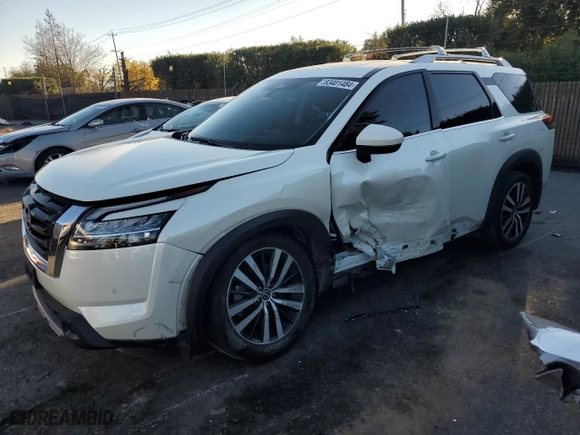 2023 Nissan Pathfinder Platinum with VIN 5N1DR3DHXPC271547, listed as a Copart auction lot 83401484 with 27,310 mi miles and Salvage Title. Bid and sale history available at carsss.com. Image 1.