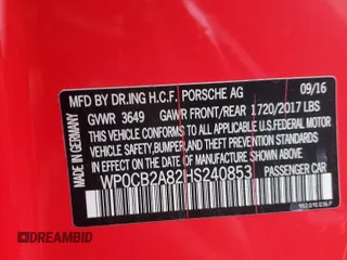2017 Porsche 718 Boxster S z VIN WP0CB2A82HS240853, wystawiony jako Copart lot #77400654 z przebiegiem 51 330 mil mil oraz Szkoda całkowita • Salvage title. Historia ofert i sprzedaży dostępna na DreamBid. Obrazek 12.