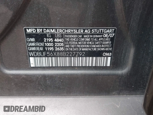 2008 Mercedes-Benz E 350 Luxury z VIN WDBUF56X88B227792, wystawiony jako IAAI lot #41652254 z przebiegiem 117 976 mil mil oraz . Historia ofert i sprzedaży dostępna na DreamBid. Obrazek 9.