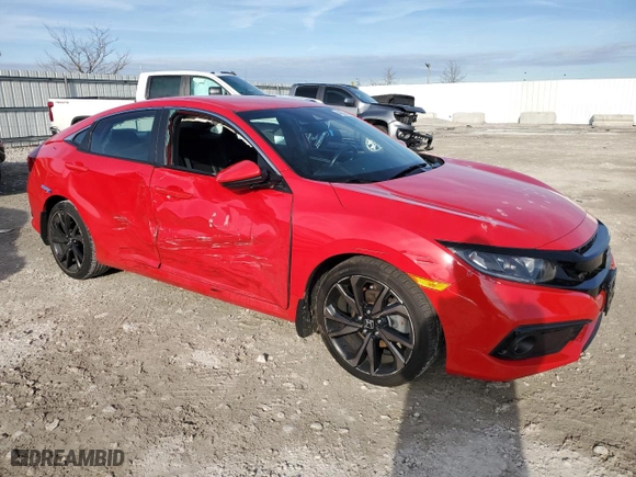 2019 Honda Civic Sedan Sport with VIN 2HGFC2F83KH517111, listed as a Copart auction lot 44575435 with 69,123 mi miles and Salvage Title. Bid and sale history available at carsss.com. Image 4.
