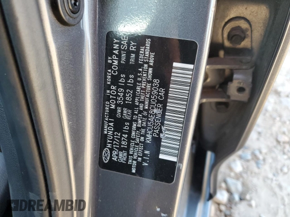 2012 Hyundai Accent SE with VIN KMHCU5AE8CU059038, listed as a Copart auction lot 48730845 with 113,938 mi miles and Salvage Title. Bid and sale history available at carsss.com. Image 14.
