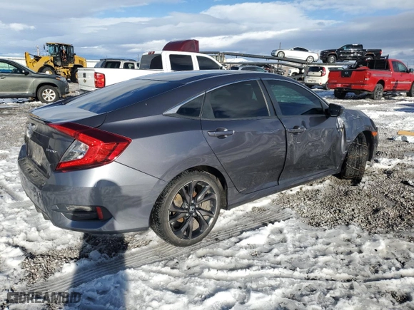 2019 Honda Civic Sedan Sport with VIN 2HGFC2F82KH506102, listed as a Copart auction lot 44227105 with 107,452 mi miles and Salvage Title. Bid and sale history available at carsss.com. Image 3.