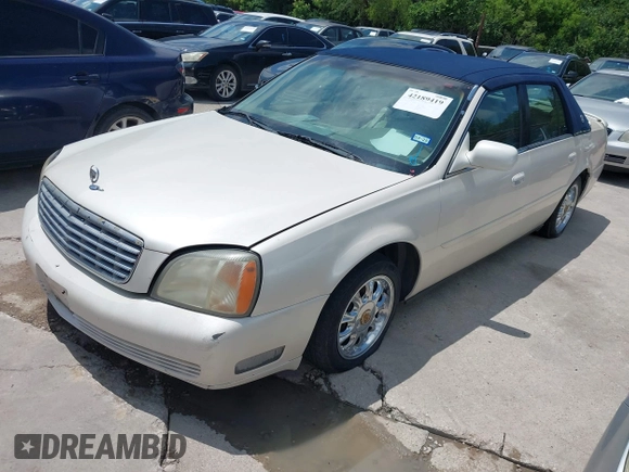 2002 Cadillac DeVille z VIN 1G6KD54Y42U206950, wystawiony jako IAAI lot #42189419 z przebiegiem 98 150 mil mil oraz . Historia ofert i sprzedaży dostępna na DreamBid. Obrazek 2.