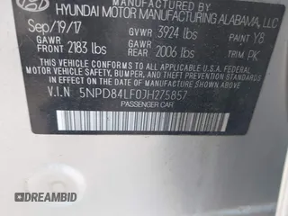 2018 Hyundai Elantra SEL with VIN 5NPD84LF0JH275857, listed as a IAAI auction lot 41525070 with 70,361 mi miles and . Bid and sale history available at DreamBid. Image 9.