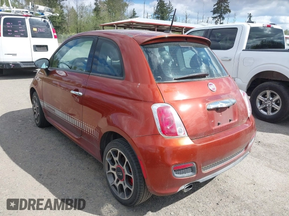 2013 FIAT 500 Sport with VIN 3C3CFFBR2DT752905, listed as a IAAI auction lot 42088566 with 82,711 mi miles. Bid and sale history available at carsss.com. Image 3.